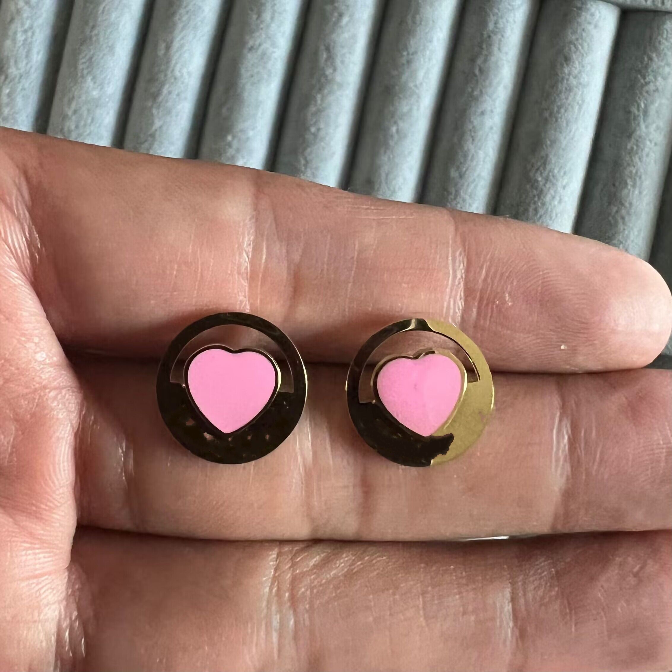 

Branded engrave high polished pink love stud Earring 18k rose Gold Silver studs Earrings Women girls Wedding Party love Jewelry never fade