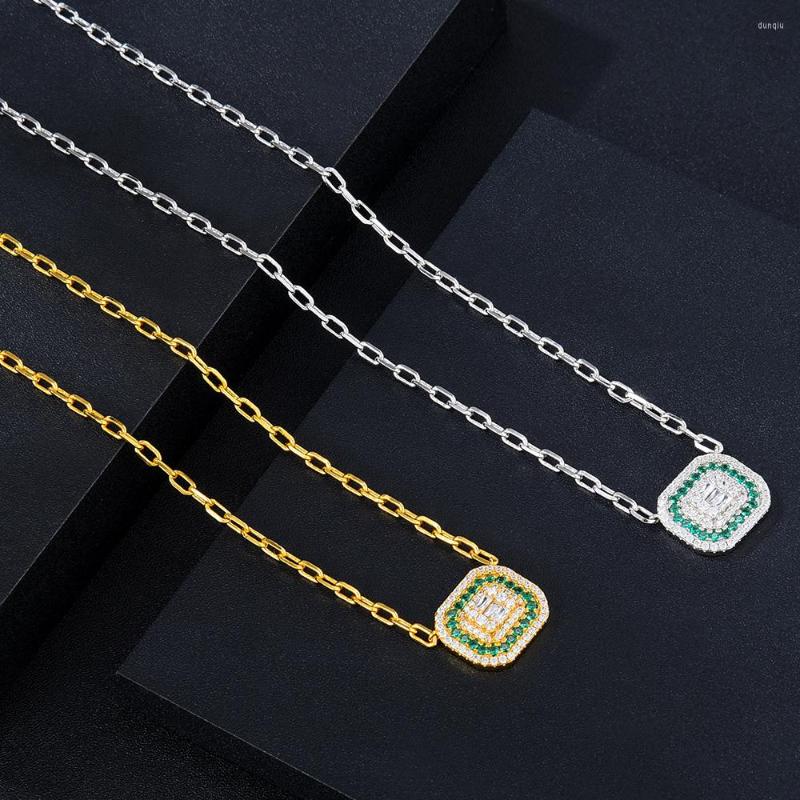 

Chains Kellybola Original Design Cute Green Square Pendant Necklace Personalized Stackable For Women Wedding Party Girlfriend Wife Gift