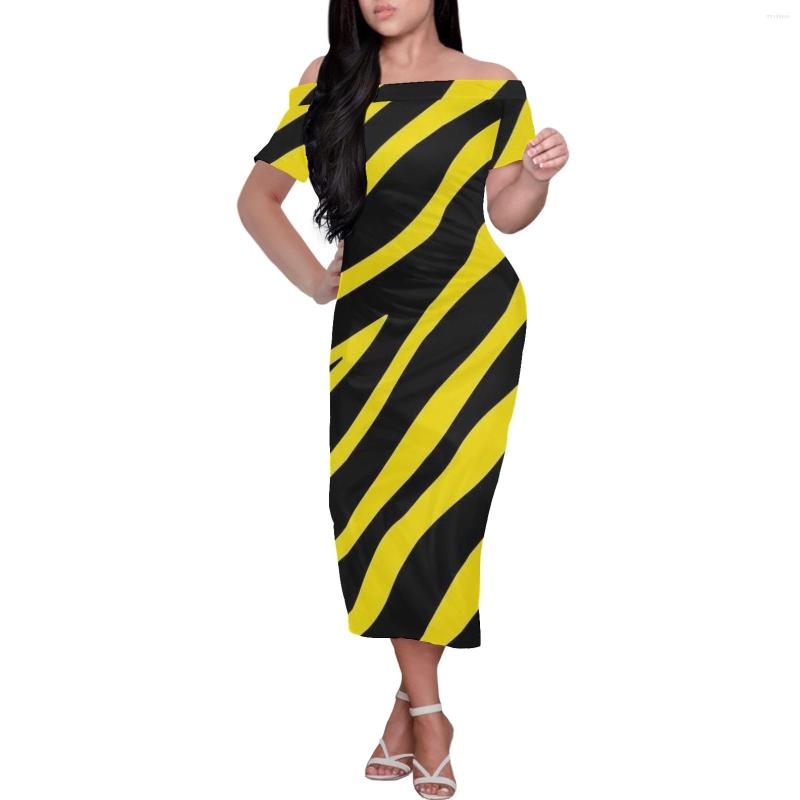 

Party Dresses 2023 Summer Leisure Comfortable Strapless Dress With Short Sleeves Polynesian Printing Elegant And Sexy Women, Ysfg00753d94