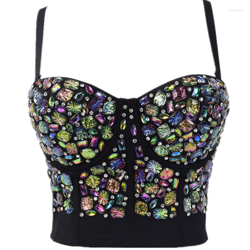 

Bras Fashion Quality Diamond Top Women Shaper Festival Corset Woman Clothing Bralette Grunge Crop Tops Party Ladies Bra Bustier Blusa, Red