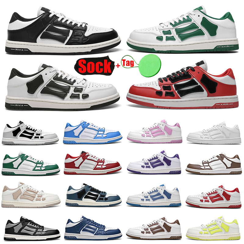 

Skel low for men women casual shoes designer bones hi leather luxury Top sneakers skeleton blue red black green gray pink couple mens womens shoe Amiri Runway sneaker, Colour# 1