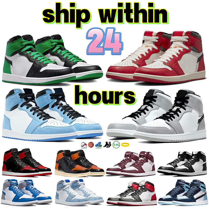

Designer 1 1s Basketball Shoes jumpman OG Lucky Green Chicago Lost and found Mid Light Smoke Grey University Blue men sneakers Patent Bred UNC Patent women trainers, 15 taxi