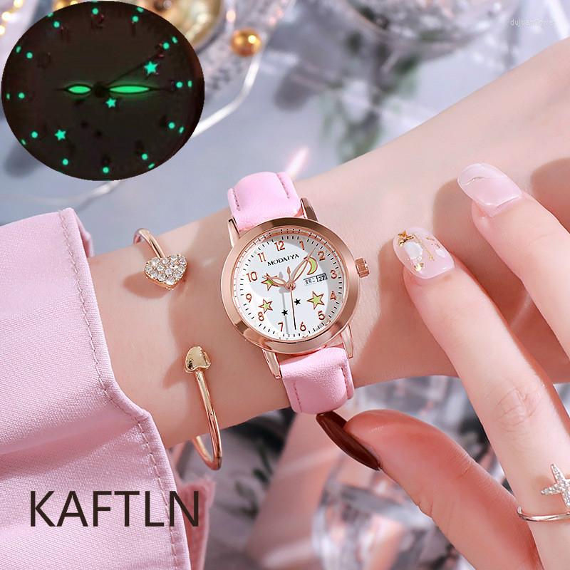 

Wristwatches MODAIYA Brand Simple And Fashionable 2023 Waterproof Ladies Watch Super Luminous With Week Calendar Function Quartz, White