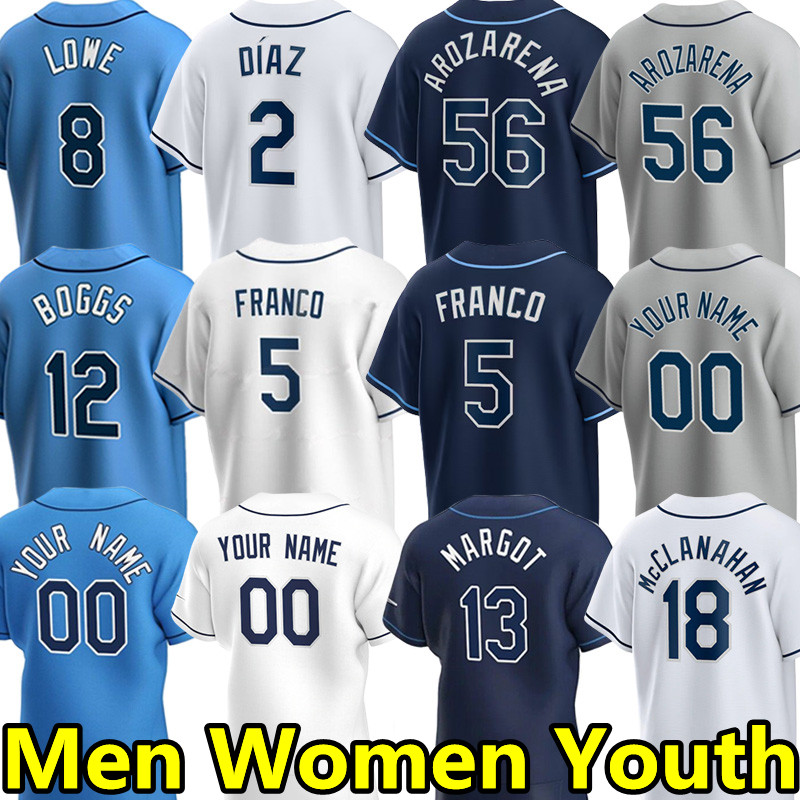 

Custom Baseball Jerseys Wander Franco Randy Arozarena Yandy Diaz Shane McClanahan Vidal Brujan Francisco Mejia Wade Boggs Isaac Paredes Brandon Lowe Men Jersey, Women color 5