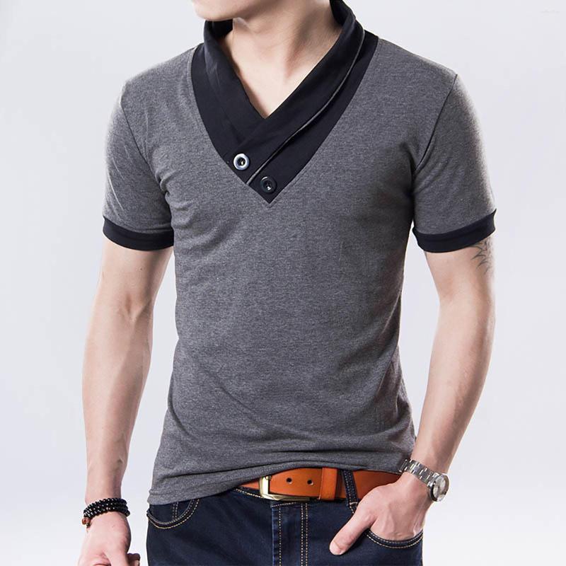 

Men's Casual Shirts Summer Men's Rigid Collar Pure Color Fashion Short Sleeve Tops Men T For Unisex Shirt Mens Workout, Grey