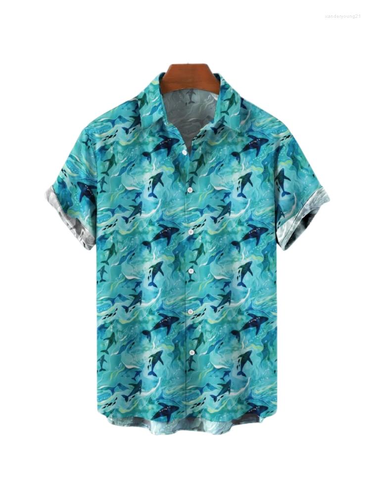 

Men' Casual Shirts 2023 Summer Men' Cartoon Animal Fragmented Flower Series 3D Digital Print Polo Collar Short Sleeve Shirt