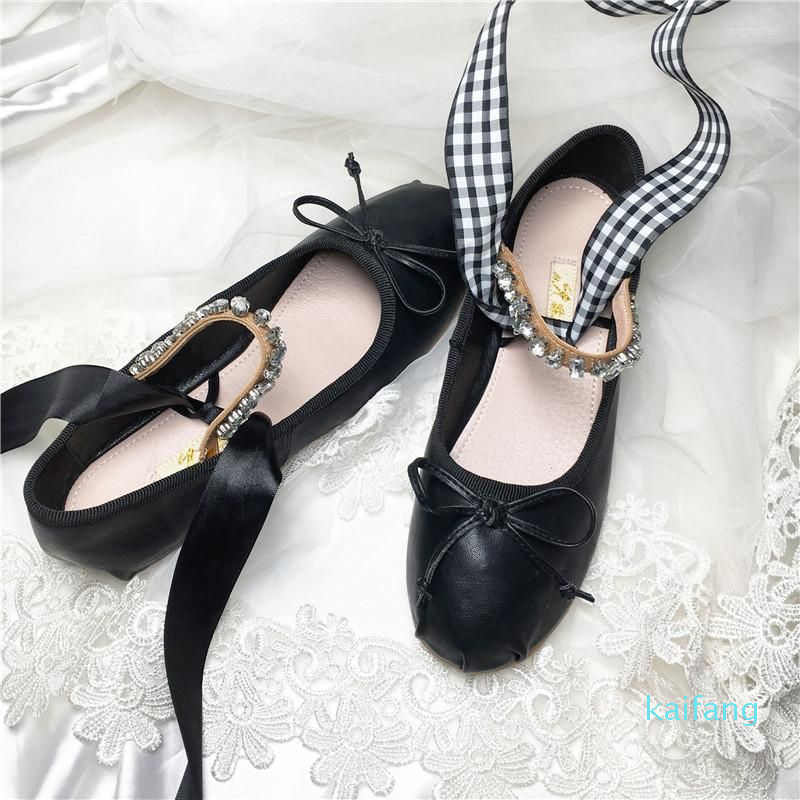 

Dress Shoes Round Toe Flat Cross Tie Ballet Casual Single For Women Zapatos Mujer