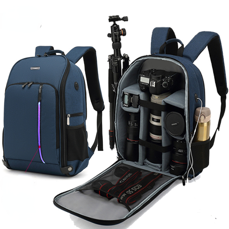 

New LED Micro rechargeable Single Photo Bag Polaroid SLR Digital Camera Bag Double Shoulder Outdoor Waterproof Drone Backpack, Aspic