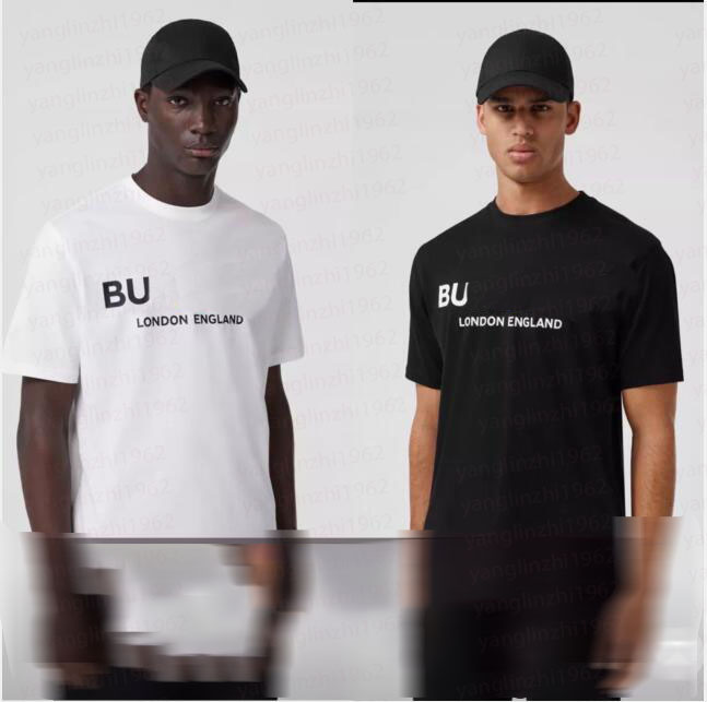 

Designer Burbury T Shirt Fashion Brands Browne High Street Hip Hop Cotton Summer New Europe And America Mens Womans Lovers High End Slim Round Neck Tee, 2 white