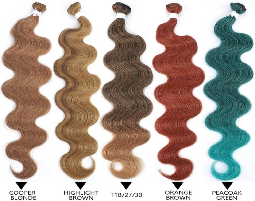 

Hair Bulks Body Wave Bundles Brazilian Weaving Soft Natural Synthetic Extensions Colorful Top Quality Thick 2210245797151