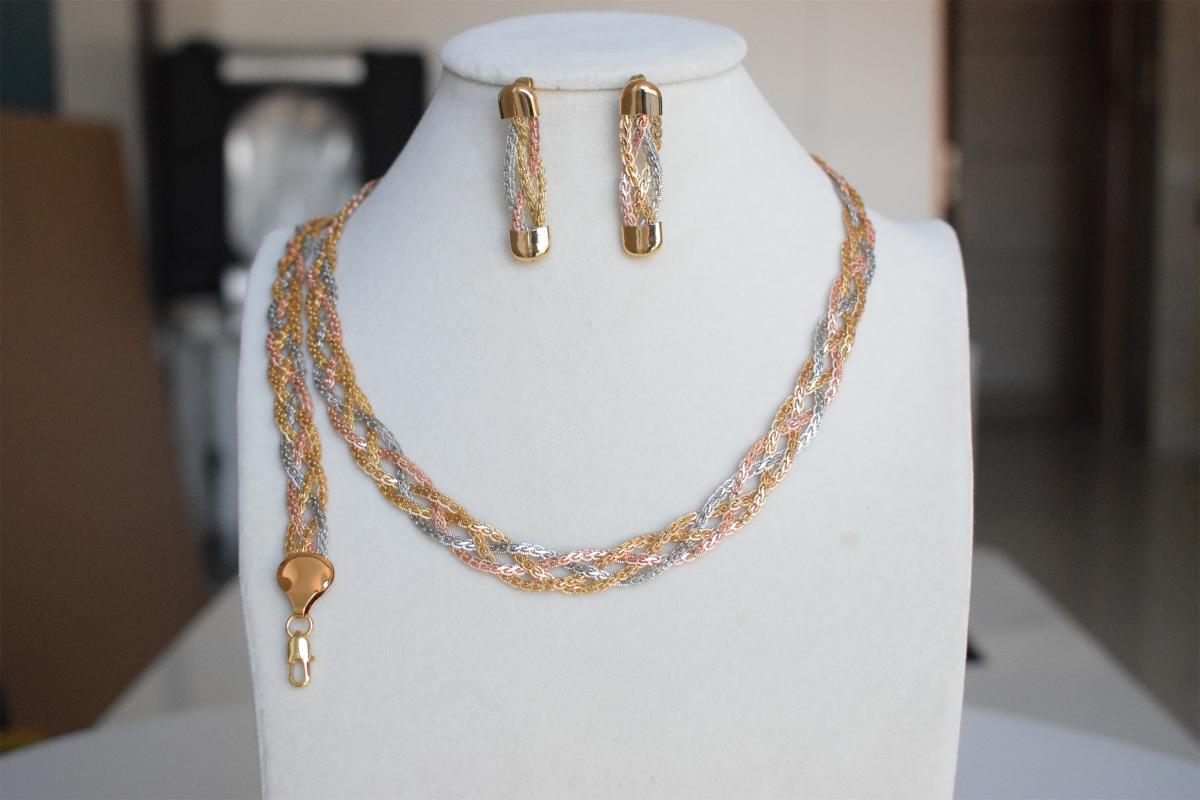 

Necklace Earrings Set & Est Dubai 24K Gold High Quality Jewelry For Women African Bride Wedding Gift Banquet Earring Bracelet, Picture shown