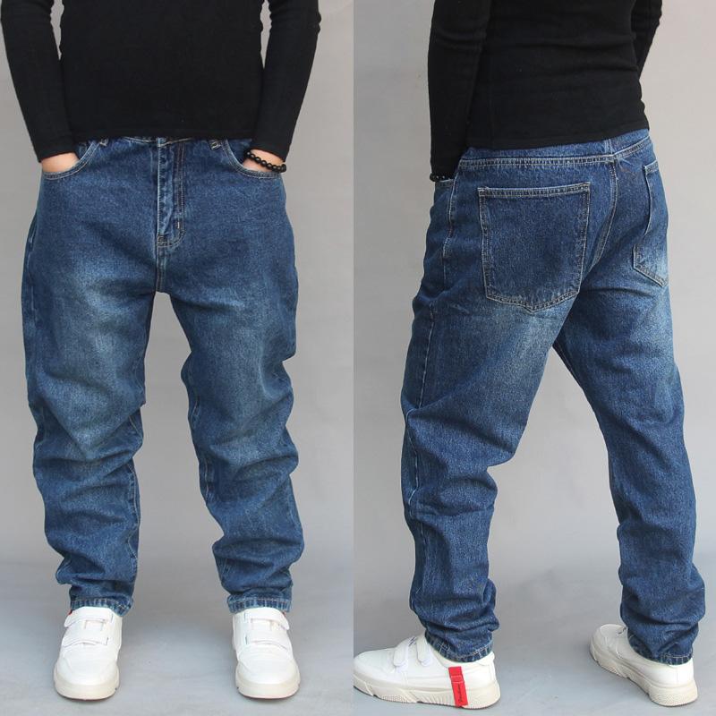 

Men's Jeans Male Loose Skateboard Plus Size Street Feet Hip-Hop Pants, Blue