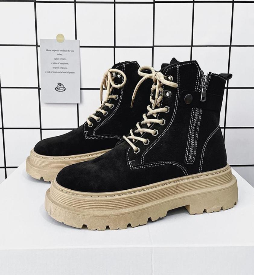 

fashion mens martin boots black leather upper high top british style chinachic port locomotive boots2523567