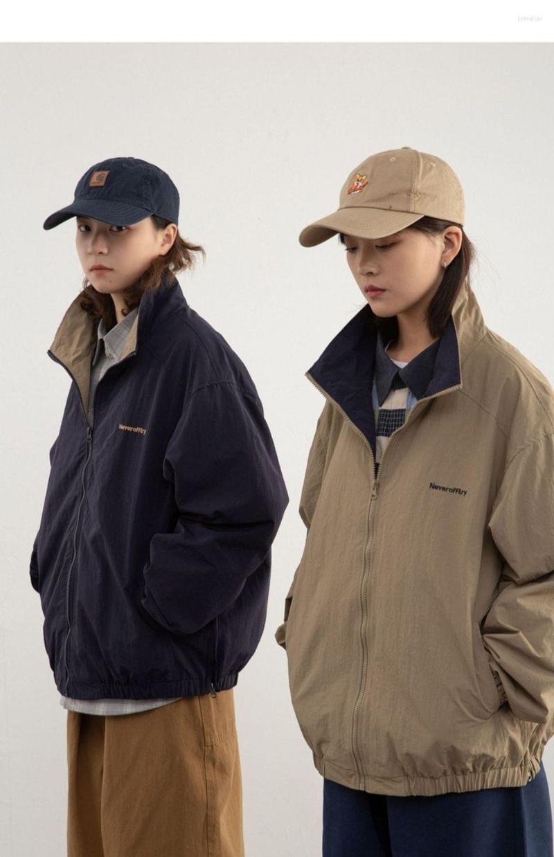 

Women's Jackets Color Matching Stand Collar Jacket Men Women Japanese Tide Brand Spring Autumn Cityboy Tooling Waterproof Outdoor, 01