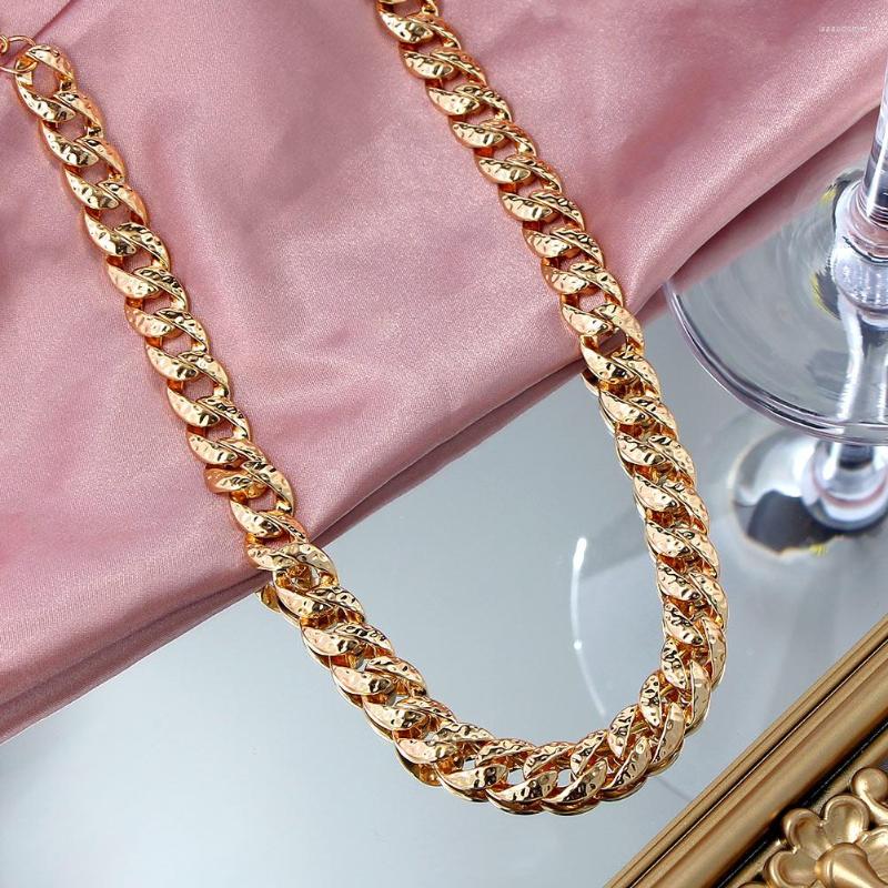 

Chains JUST FEEL Punk Miami Cuban Choker Necklace For Women Gold Color Metal Chunky Chain Necklaces Collar Statement Jewelry Gift