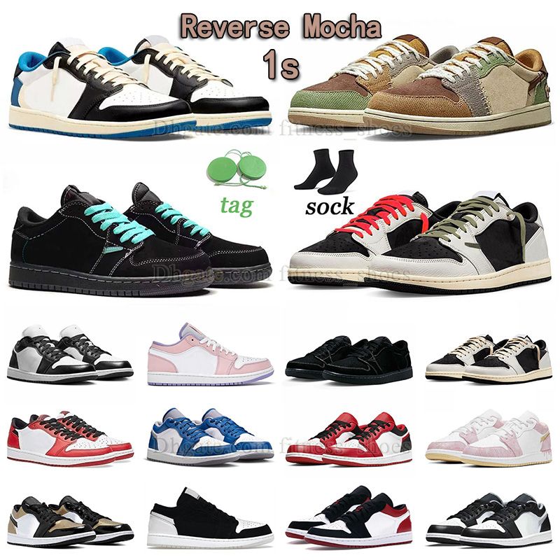 

jumpman 1 original basketball shoes 1s fragment olive tiffany blue zion williamson voodoo men women sneaker reverse mocha black phantom panda unc outdoor trainers, E09 36-47 low panda