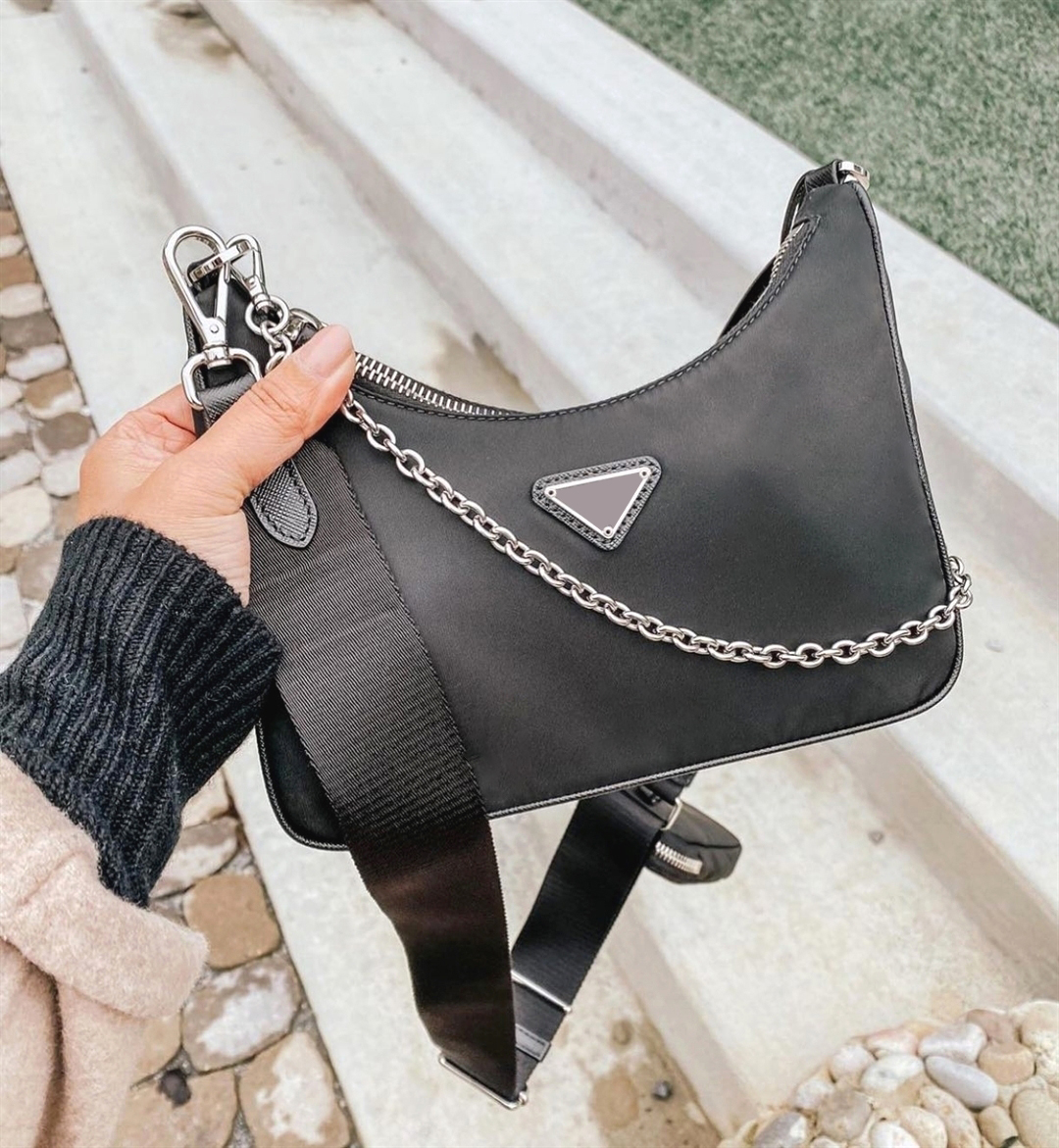 

Woman re edition 2005 handbag Triangle bag luxurs fashion womens mens Saffiano Cross Body tote chain bags black purse prad clutch designer nylon satchel shoulder bag, 1-purple
