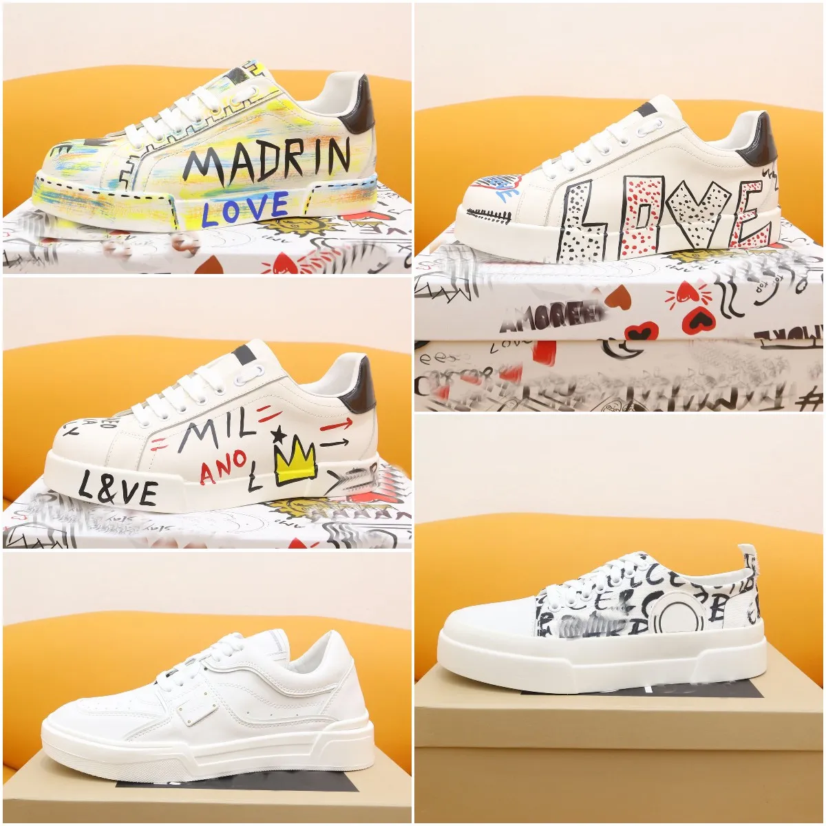 

With Box Designer Portofino Sneakers Luxury Leather Calfskin Shoes Nappa Comfort Outdoor Trainers Women Men Casual Walking Shoes Graffit yYa, Colour 3