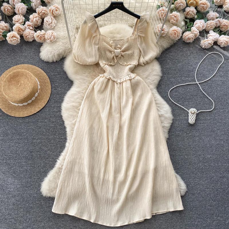 

Party Dresses Summer ABG Dress Vintage Pleated Bow Design Long, Black