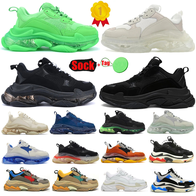 

Designer 17FW Triple S Men Women Casual Shoes sneakers platform Tan clear sole black white grey red pink blue Royal Neon Green mens trainers sports sneaker shoe 36-45, 36-45 (20)