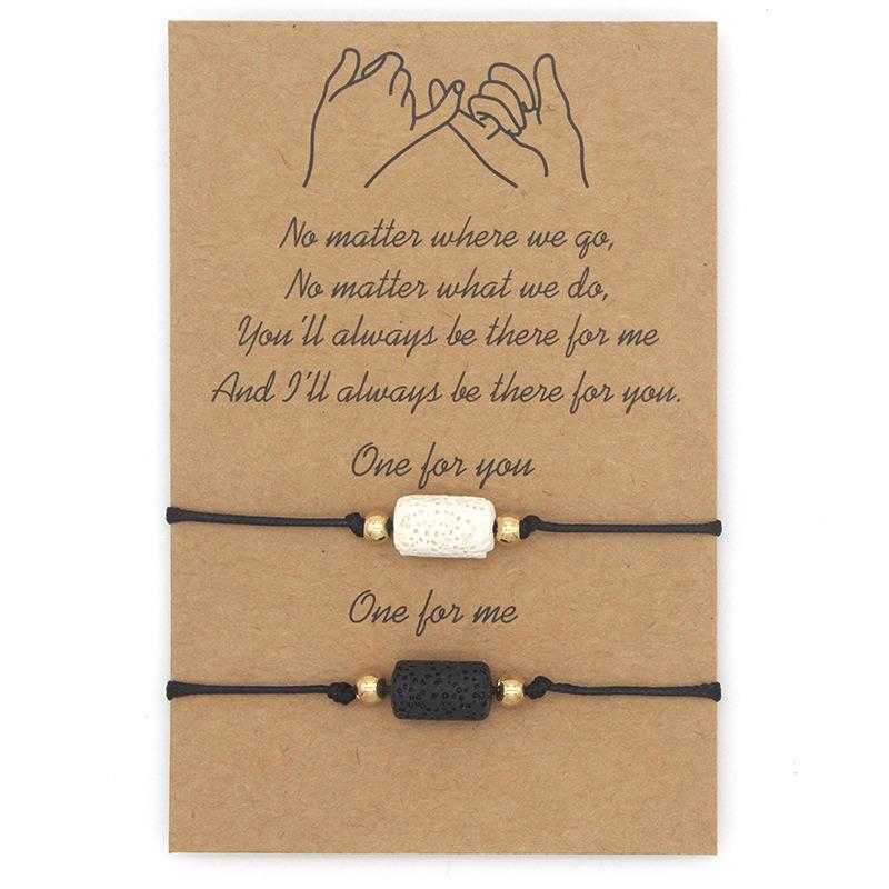 

Natural Volcanic Rock Wax Line Woven Card Bracelet Personality Simple Couple Carrying Strap