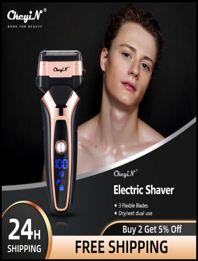 

Electric Shavers USB Rechargeable Stainless Steel Shaving Machine Men 3D Triple Floating Blade Razor barbeador eletrico 2210179308125