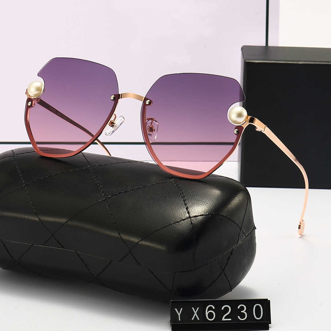 

New frameless fashion pearl Polarized personalized metal hollow out Sunglasses
