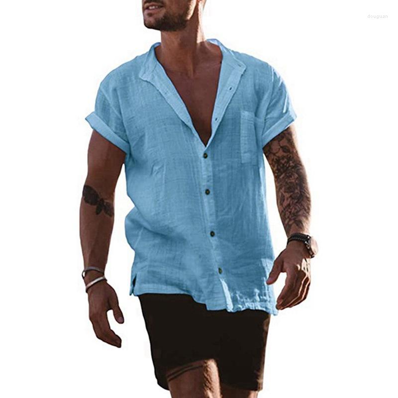 

Men' Casual Shirts Solid Color Pocket Short Sleeve Men' Shirt, Beige