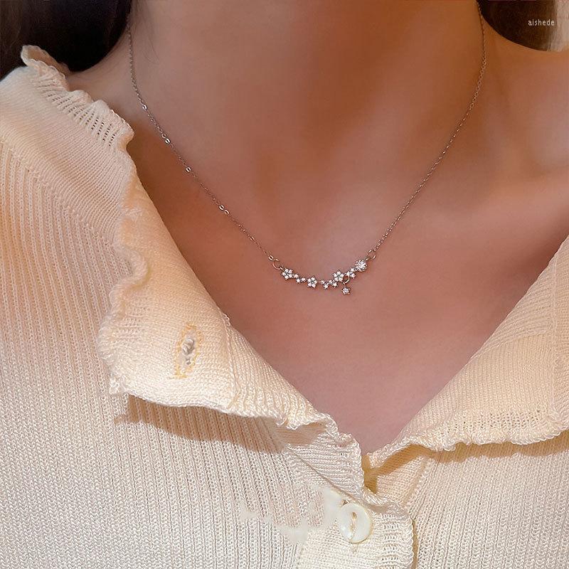 

Chains Arrived S925 Sterling Silver Cubic Zirconia Stone Star Flowers O Chain Women Necklace