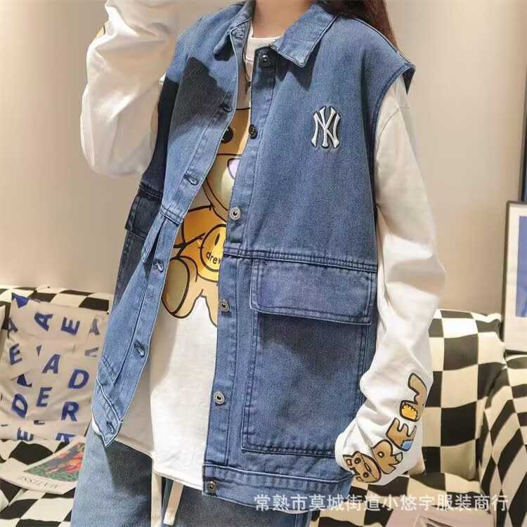 

Designer Mens Shirt Men' Vests Spring/summer New Yankees Ny Embroidered Short Sleeve Casual Vest Unisex Couple Style, Denim blue