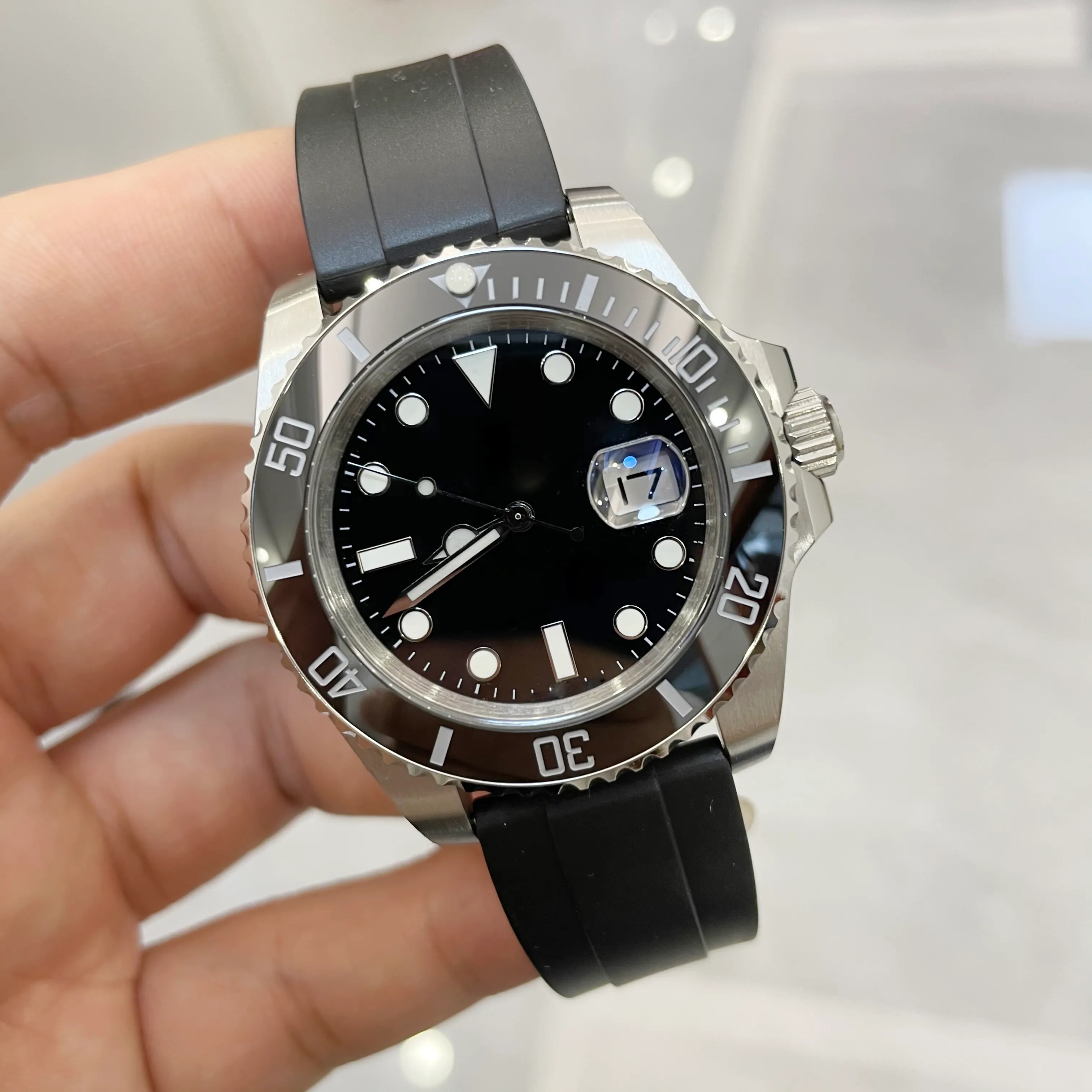 

ST9 Watch Ceramic Bezel Black Sapphire date Dial 40mm automatic mechanical stainless steel men's watch, Color