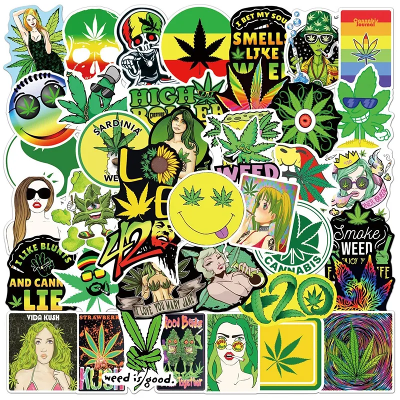

50pcs Weed Cartoon Sticker Pack for Laptop Skateboard Motorcycle Decals 0510 new
