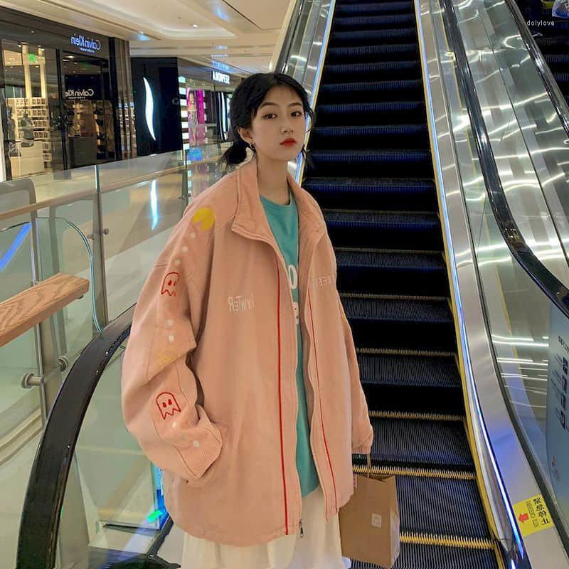 

Women' Jackets Women Clothes Retro Corduroy Loose Lapel Japanese Jacket Female Tide 2023 Autumn Korean Student Tooling Coat Top, Black