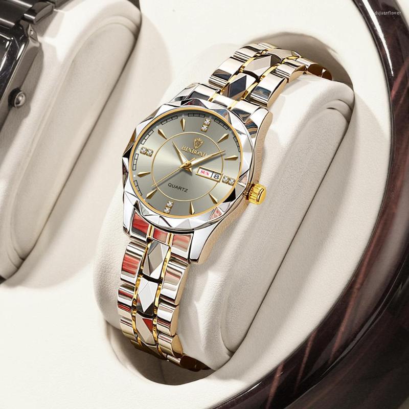 

Wristwatches 2023 Trendy Business Style Women's Watch Fashion Waterproof Luminous Famous Explosions, Gold