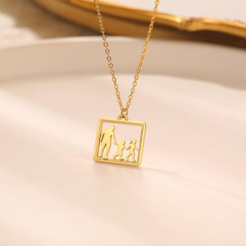 

Chains Stainless Steel Minimalism Family Traveling Pendant Necklace Climbing Together Jewelry Brave Gift