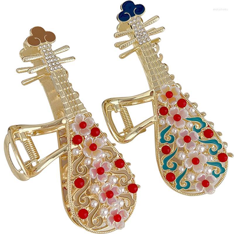 

Keychains 2pcs Chinese Lute Hair Clips Music Clamps Large Claw Clip Metal