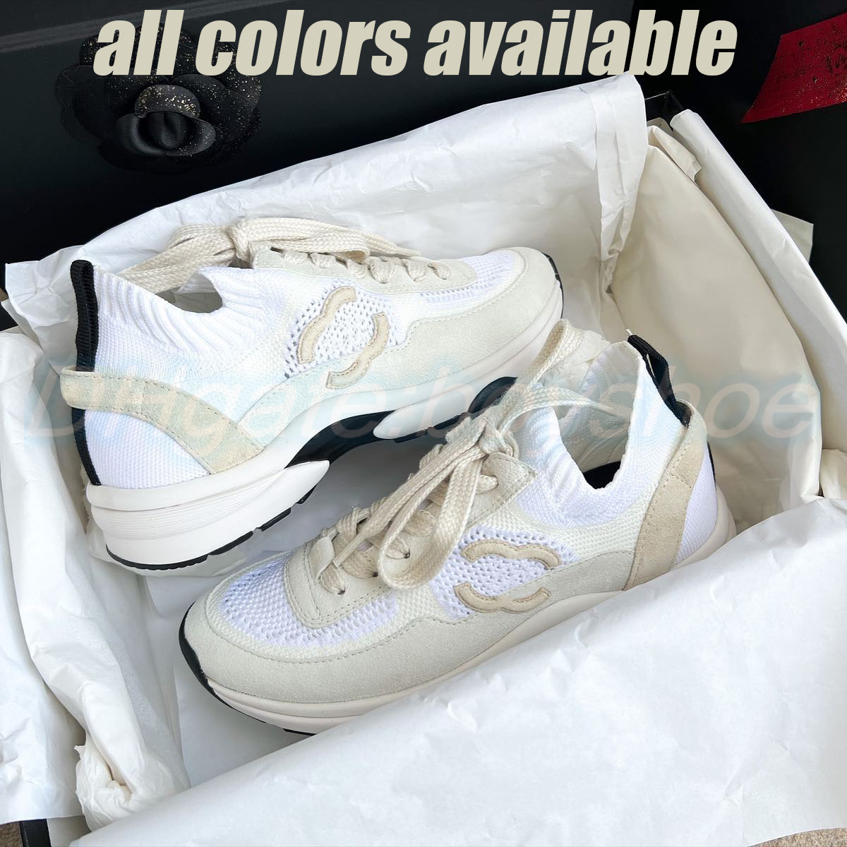 

knit green woman man shoe trainers mesh comfort flat sneaker slipper designer lace up sandal luxury casual shoes pool party slide with box, #5 white