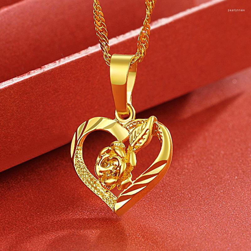 

Chains 925 Sterling Silver Gold Heart Necklace For Women Fashion Jewelry