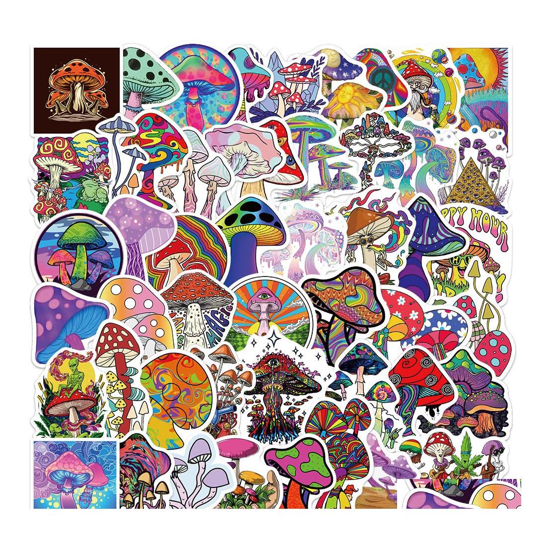 

Car Stickers 50Pcs Psychedelic Aesthetics Mushroom Decal Guitar Motorcycle Lage Suitcase Cartoon Graffiti Sticker Drop Delivery Mobi Dhbz3, Multi colors