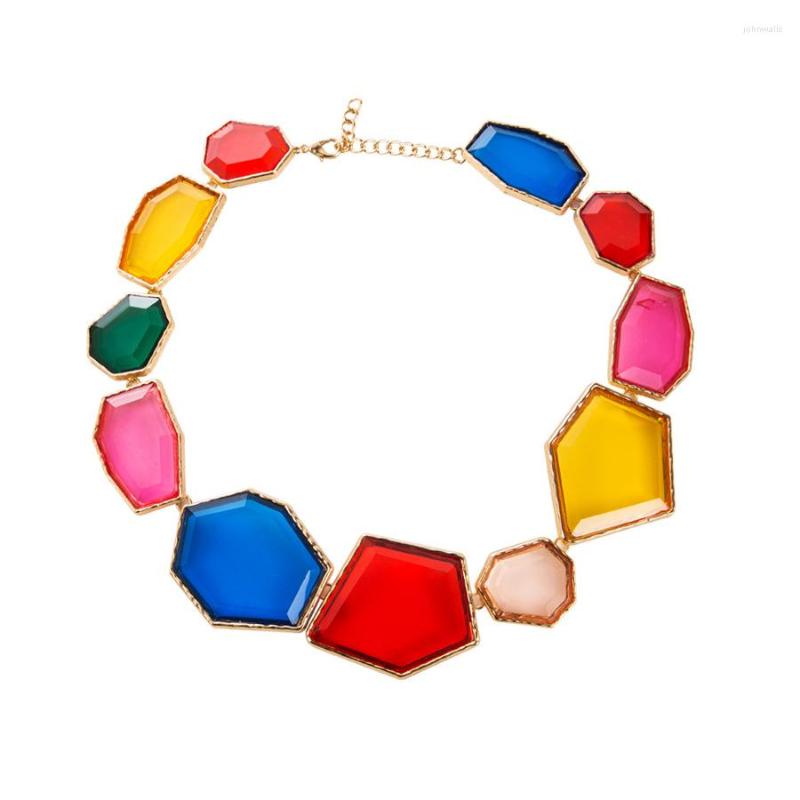 

Choker Big Statement Women's Colorful Acrylic Resin Necklace For Party Wedding Gold Geometric Fashion Jewelry