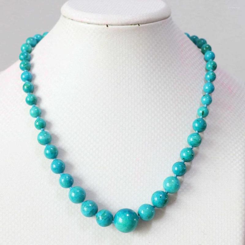 

Chains Fashion Blue Calaite Stone 6-14mm Round Diy Necklace 18"B616
