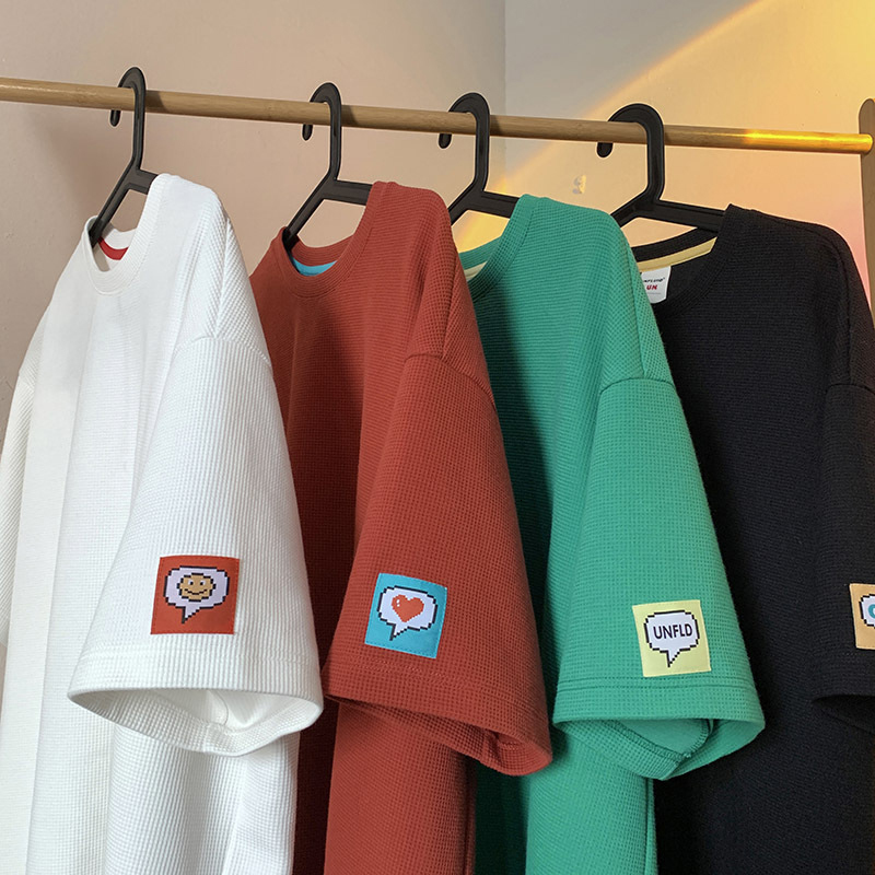 

Men's T-Shirts Summer Waffle Fashion Casual TShirt Exquisite Printing Streetwear Men T-Shirt Oversized Harajuku High Quality Short Sleeve 230510, Tangerine