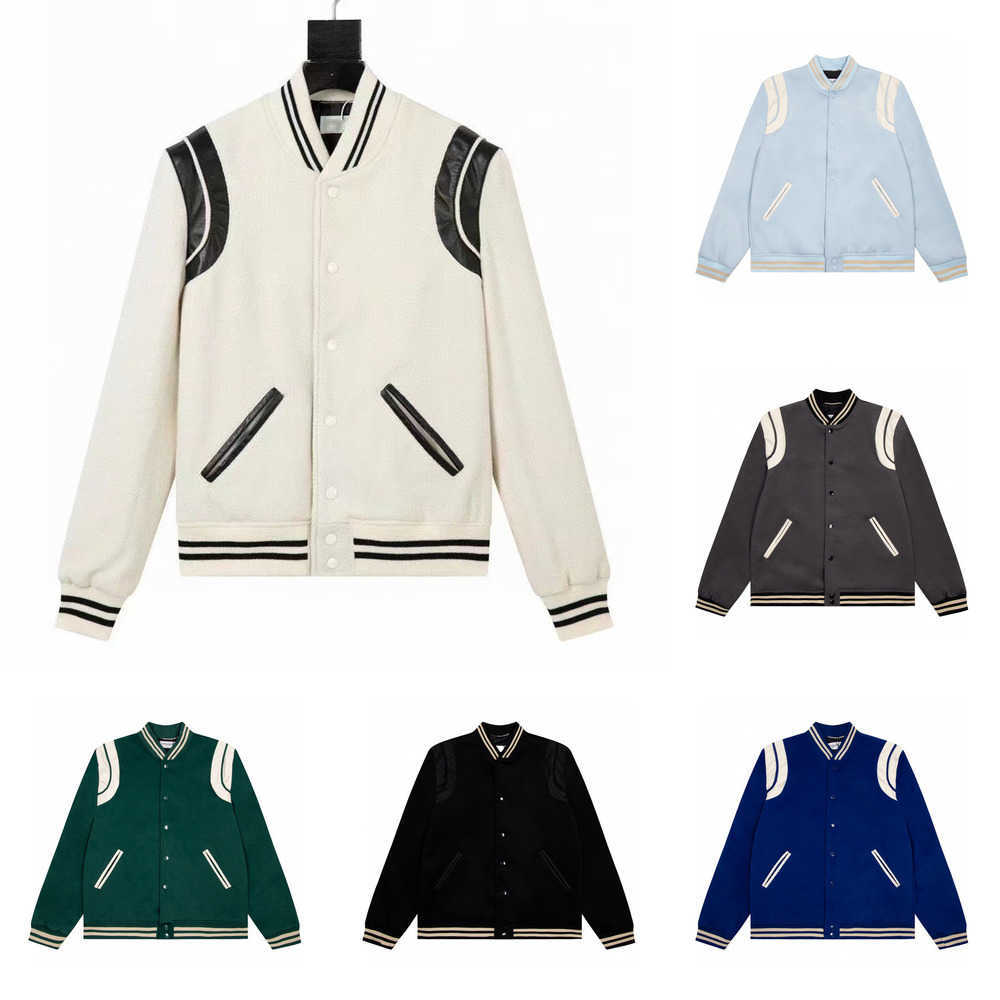 

men's jacket coat Mens street Designer hip-hop Classic retro baseball uniform cashmere Pure color mens casual all-match red parka 7VHA