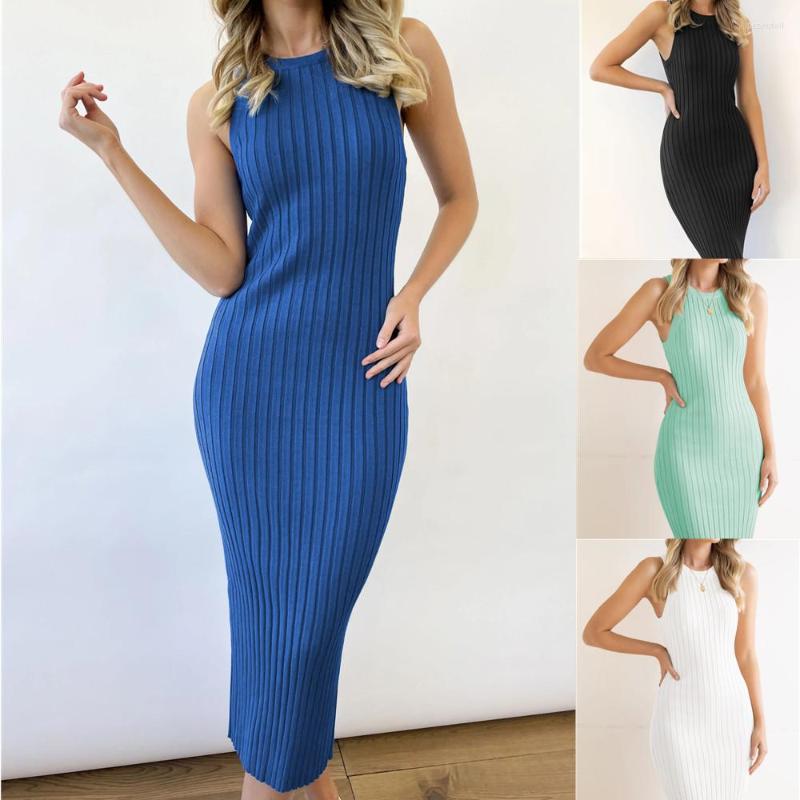 

Casual Dresses Women Knitted Dress O Neck Sexy Slim Elastic Oversized Basic Bodycon Sweater Knit Long, Black