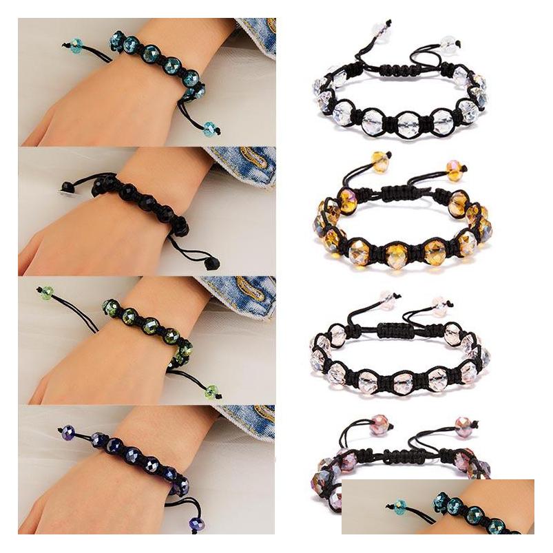 

Charm Bracelets New 8 Colorf Crystal Beaded Bracelet Woven Adjustable Womens Jewelry High Quality Accessories Holiday Gift Drop Deliv Dhwvk
