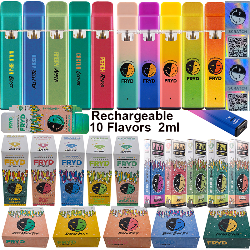 

Hot 2023 FRYD Disposable Vape Pens Rechargeable 350mah A Grade Battery Empty 2ml E cigarettes Thick Oil Device Pods Starter Kits with Stickers 10 flavors