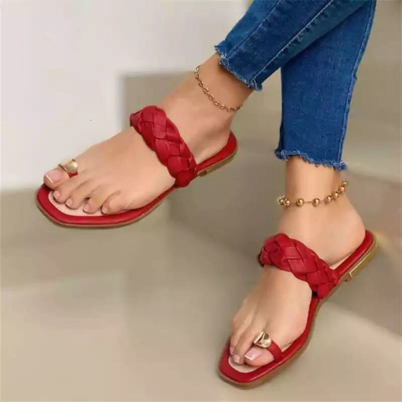

Slippers Women Shoes Summer Ladies Slides Solid Fashion Comfort Flat Flip Flops Plus Size Casual Female Sandals Beach Footwear 230510, Red