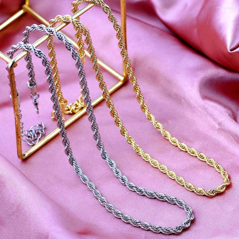 

Chains JJFOUCS Hip Hop Twist Rope Chain Link Necklaces For Women 4mm Gold Silver Color Metal Punk Choker Jewelry Gift