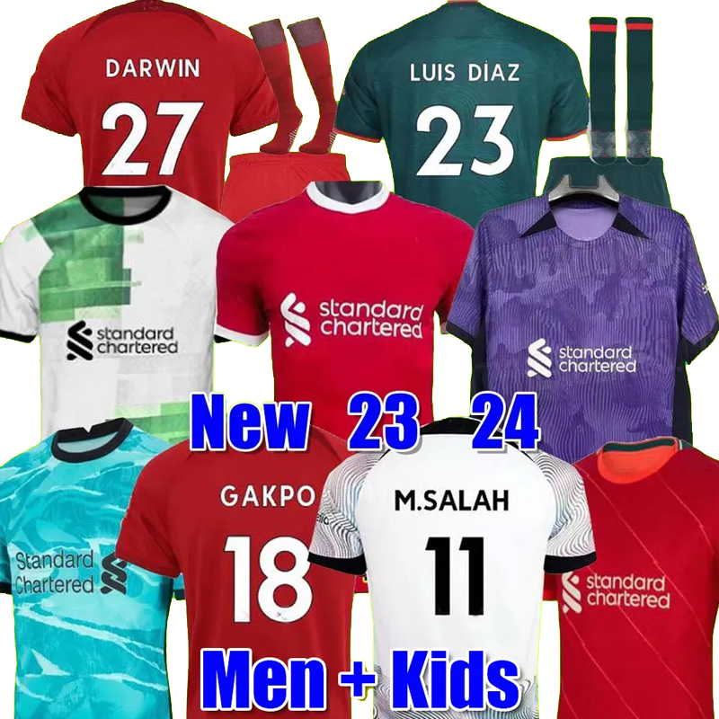 

23/24 soccer jerseys home away 3rd third GAKPO DARWIN 23 24 Mohamed Diogo Luis DIaz Alexander Arnold football shirt tops men kids kit uniforms, 22 23 third adult