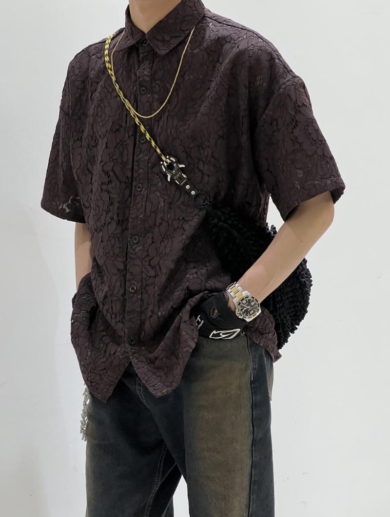 

Men's Casual Shirts E04265 Fashion Men's 2023 Runway Luxury European Design Party Style Clothing, Picture shown